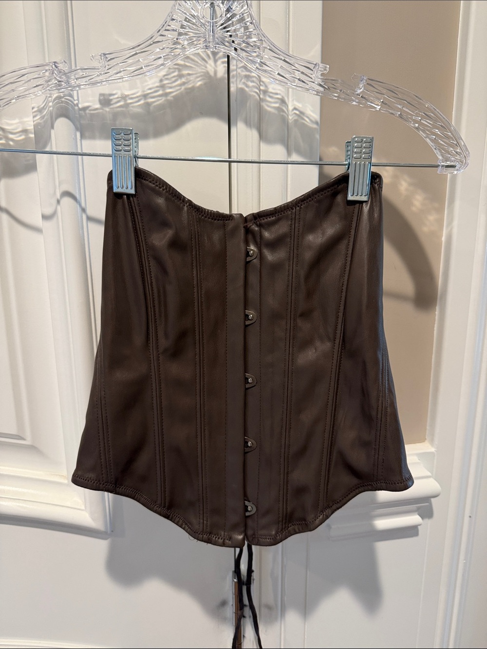 Urban Outfitters Brown Faux Leather Corset Mini Skirt